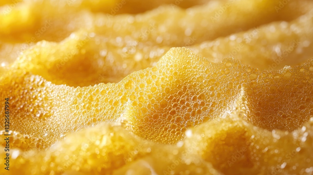 Close up view of a frothy and bubbly golden liquid Close up view of a frothy and bubbly golden liquid