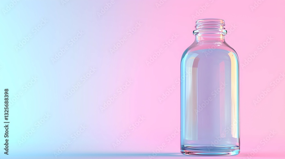 Glass Bottle with Pastel Gradient Background Glass Bottle with Pastel Gradient Background