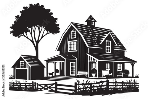 Stunning Farmhouse Illustration Vector Art for Rustic Home Decor Projects