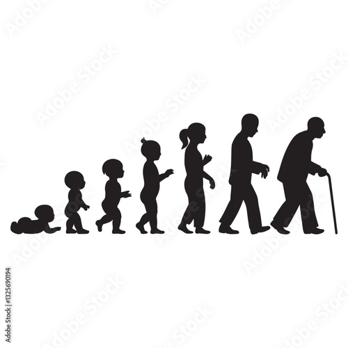 Silhouettes of a man. Stages of life. Vector illustration. People: stages of development