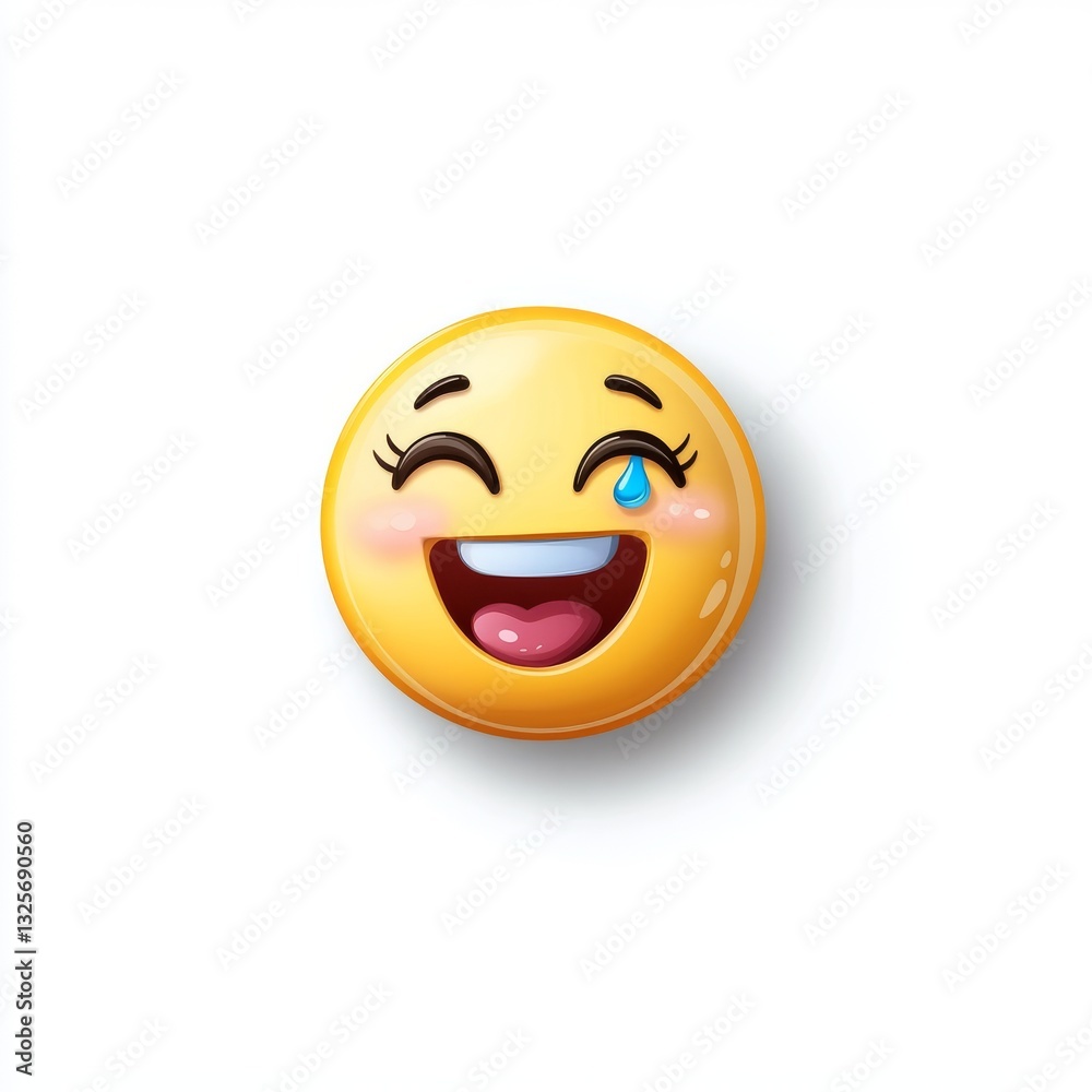 Fototapeta premium Smiling face with happy expression and a single tear