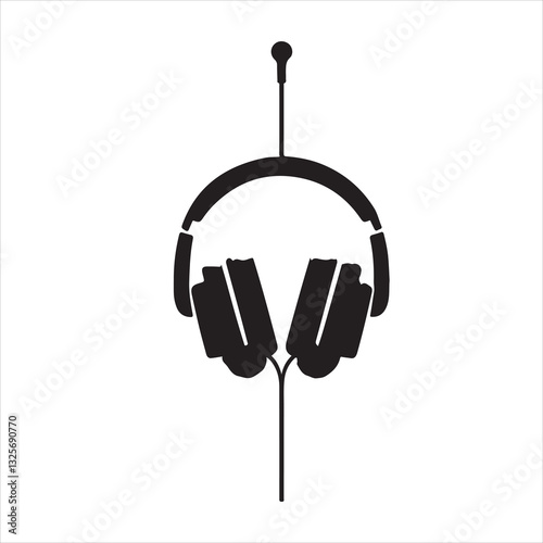 minimal set Headphone Illustrations Earphones  Colored and Silhouette vector