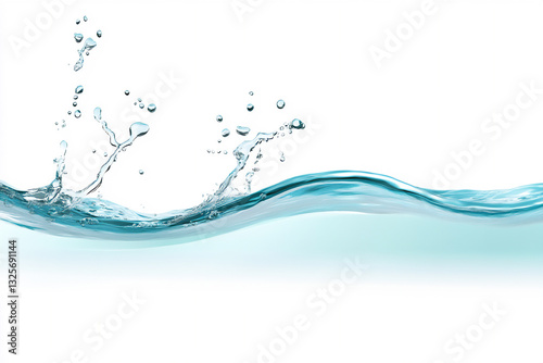 water wave isolated on a white background, minimalistic, png image.