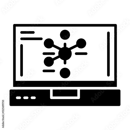 Graph Laptop Interface Solid Icon photo