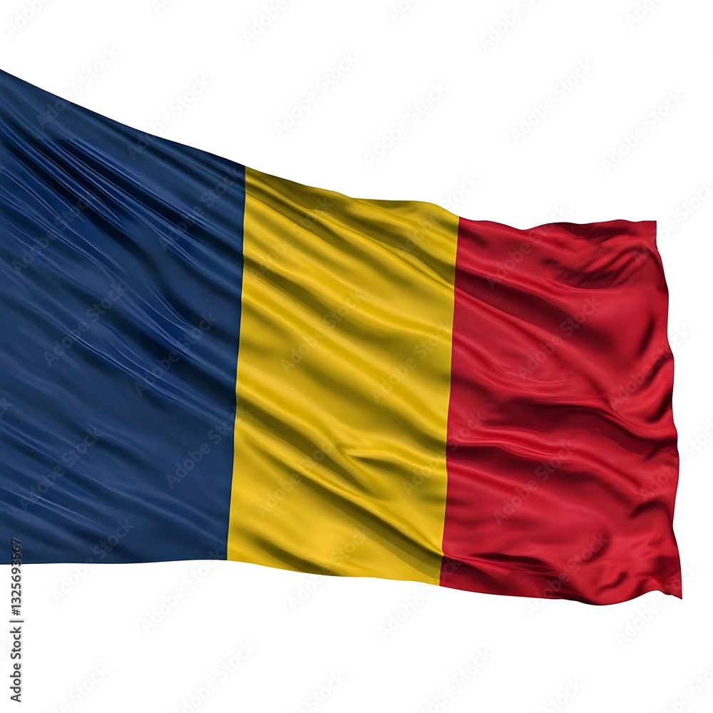Romania flag image on white background.AI generated Romania flag image on white background.AI generated