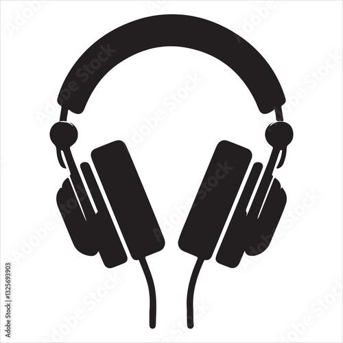 minimal set Headphone Illustrations Earphones  Colored and Silhouette vector