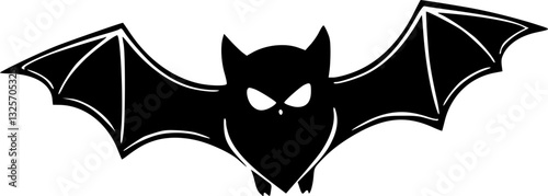 Halloween Bat Monochrome Black and White Vector Illustration Icon Graphic Design Decoration