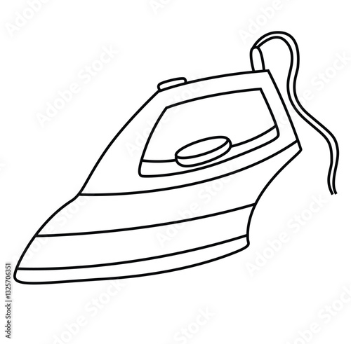Cute cartoon hand drawn vector Clothes iron coloring page.