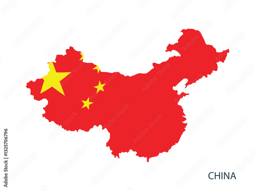 Fototapeta premium China map red flag base