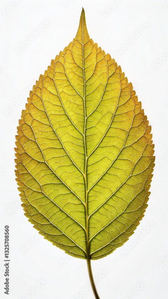 Fototapeta premium Single Green Leaf With Intricate Veins on Plain Background Highlighting Natural Beauty in Detail Generative AI
