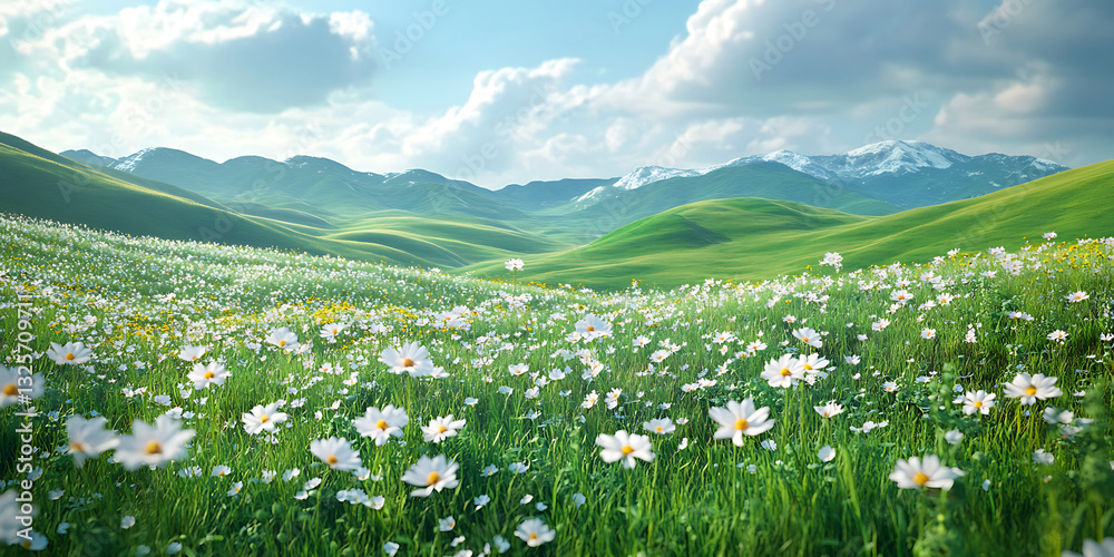 Peaceful Meadow with Wildflowers Swaying in the Breeze for a Dreamy and Tranquil Escape Peaceful Meadow with Wildflowers Swaying in the Breeze for a Dreamy and Tranquil Escape
