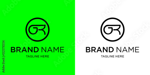 Creative GR Letter Logo with Circle, Illustration, Design Inspiration, Vector, Icon