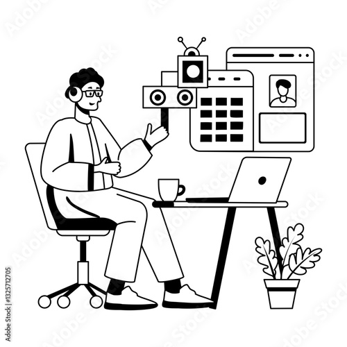 A character based glyph illustration of smart scheduling 

