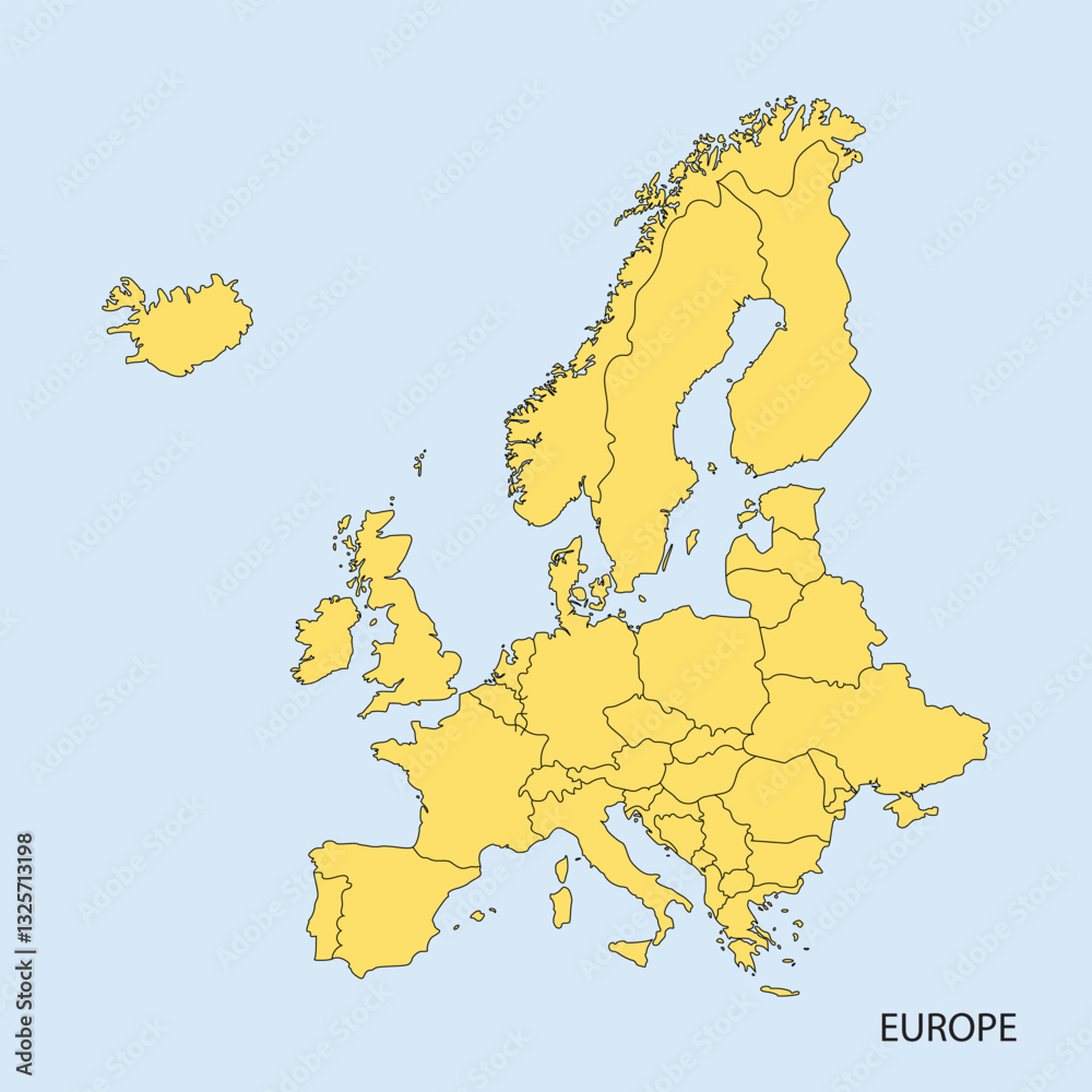 Obraz premium Europe map yellow flat design