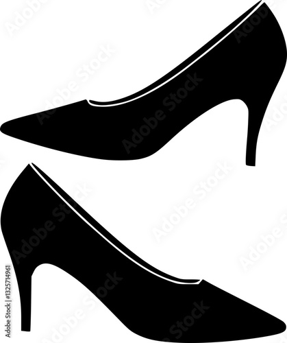 Monochrome fashion icon shoes illustration design minimalist black and white footwear vector graphic art style modern chic elegant trendy sole heel toe footwear accessory digital print commercial use