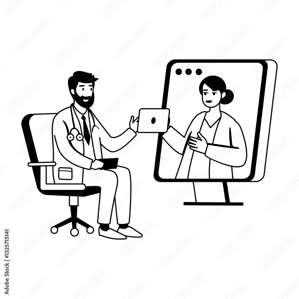 Online consultation illustration in glyph style
Online consultation illustration in glyph style