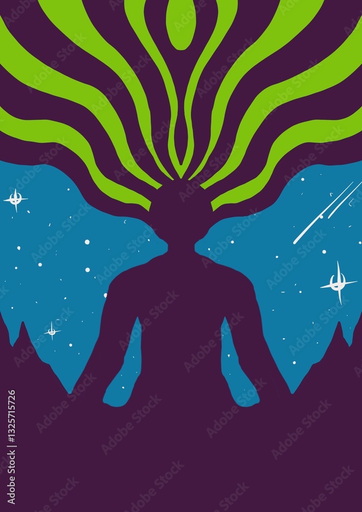 Fototapeta premium Spiritual psychedelic trippy illustration