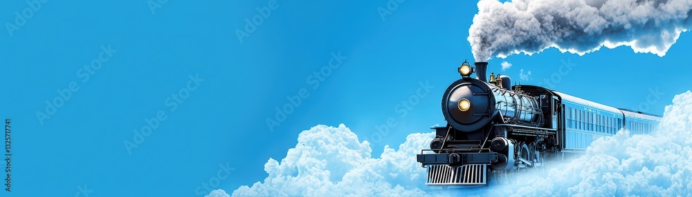 Fototapeta premium Magical Steam Train Journey Through Fantasy Clouds and Dreamy Skies