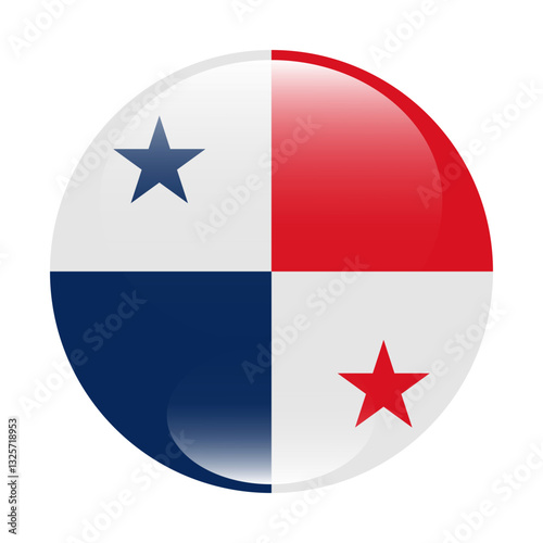 The flag of Panama. Flag icon. Standard color. Circle icon flag. Computer illustration. Digital illustration. Vector illustration.