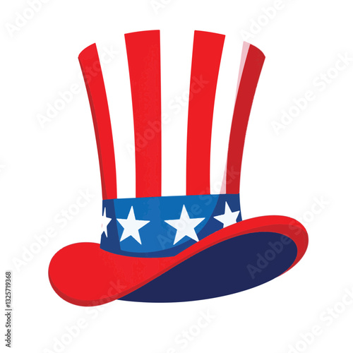 Classic Uncle Sam hat on white background, patriotic symbolism