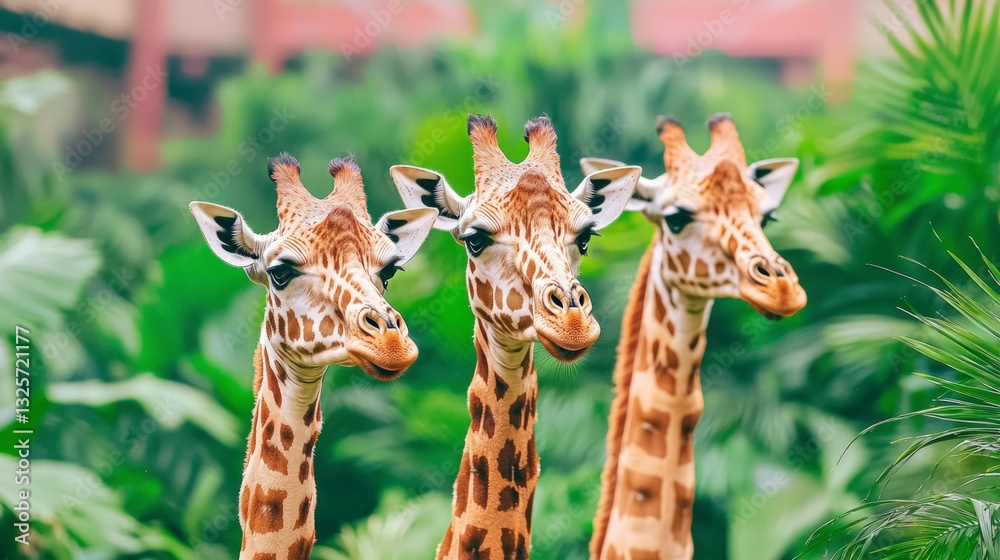 Obraz premium Majestic Giraffe Trio African Wildlife Nature Close up