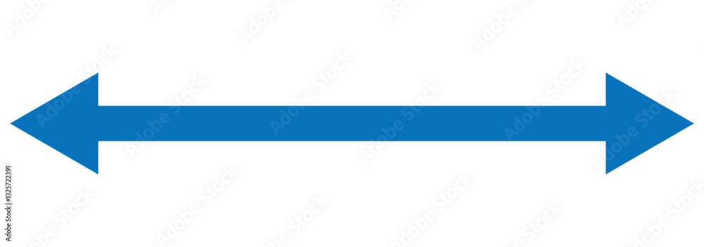 Long straight double arrow icon. Blue arrow pointer, direction, position symbol and double arrow icon isolated on white background. Double arrow icon. Vector illustrator. Long straight double arrow icon. Blue arrow pointer, direction, position symbol and double arrow icon isolated on white background. Double arrow icon. Vector illustrator.