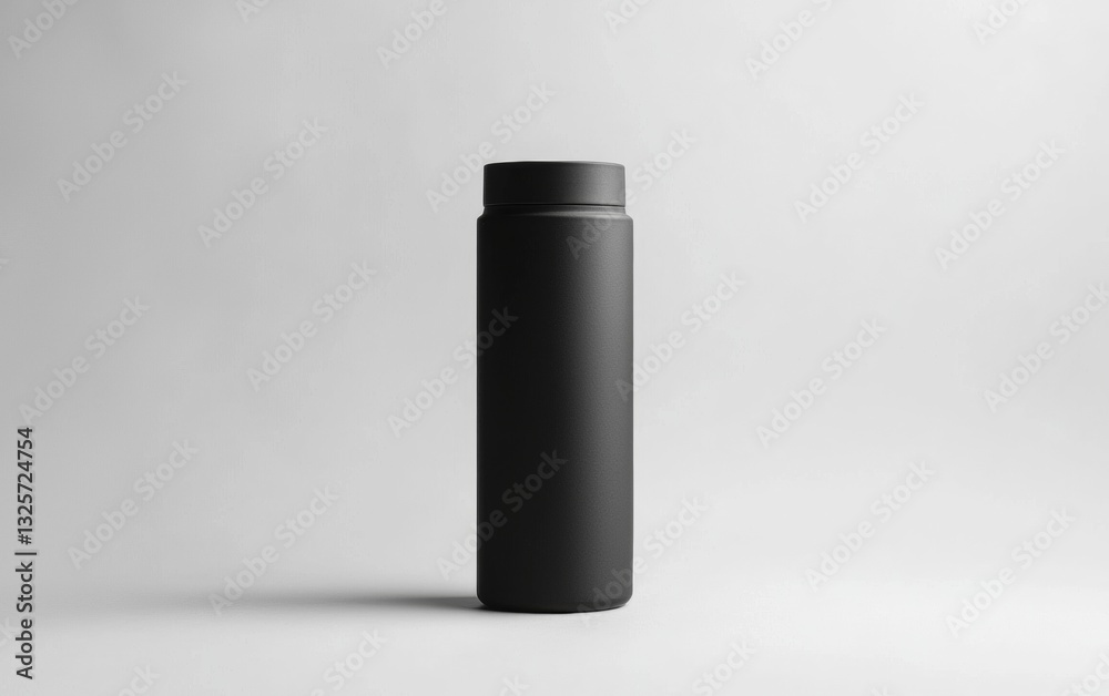 Cylinder container in matte black finish against a neutral background showcasing modern design and simplicity Cylinder container in matte black finish against a neutral background showcasing modern design and simplicity