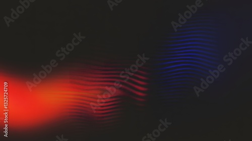 A dark image showing red and blue wavy light patterns