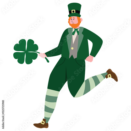 Cute Patrick day  leprechaun  vector cartoon illustration