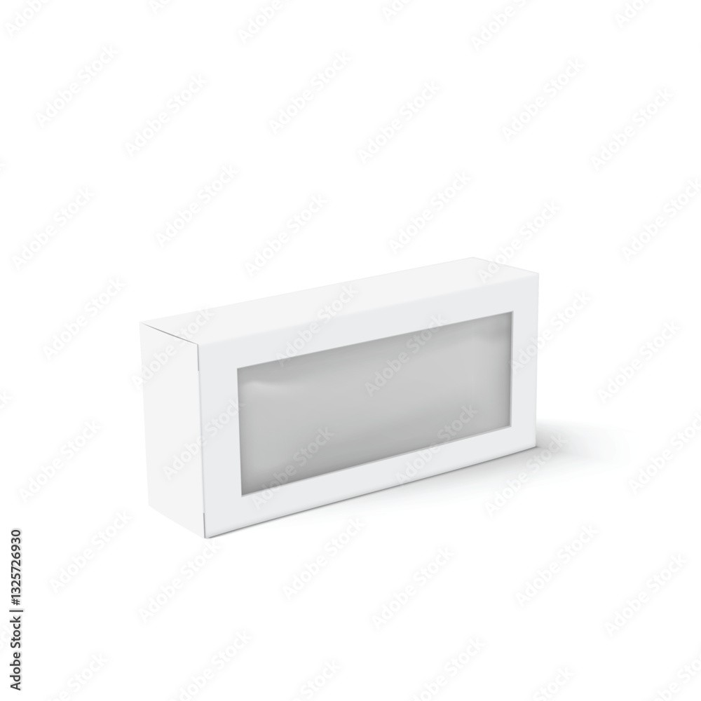 White Product Packaging Box with Transparent Window Vector White Product Packaging Box with Transparent Window Vector