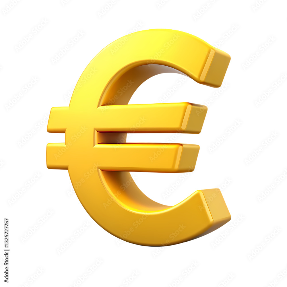 Golden Euro Symbol: 3D Currency Icon on transparent background Golden Euro Symbol: 3D Currency Icon on transparent background