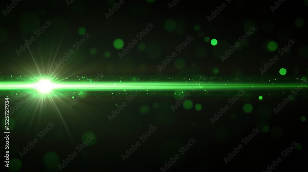Green light streak with bokeh effect. Green light streak with bokeh effect.