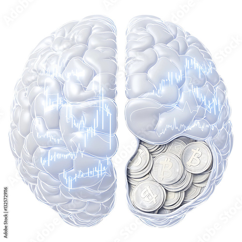 Gold Coins Inside a Human Brain PNG – Wealth and Intelligence Concept- financial intelligence, wealth mindset, and creative investment strategies, business presentations, fintech designs, educational