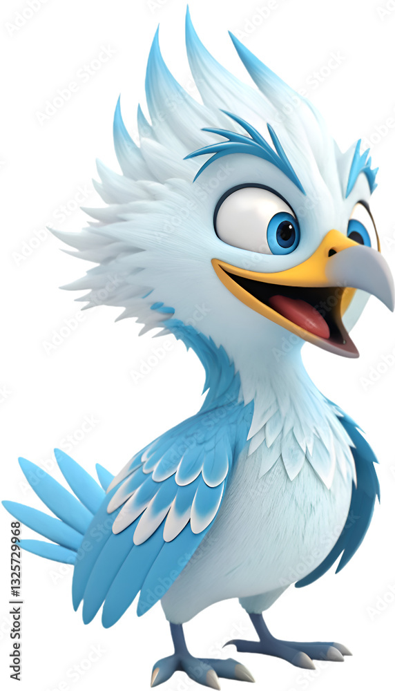 Fototapeta premium Phoenix cartoon character features bright colors and powerful wings, symbolizing rebirth and endless resilience. 