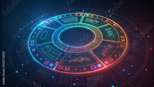 Creative digital tech circle dark background Big data technology concept 3D Rendering