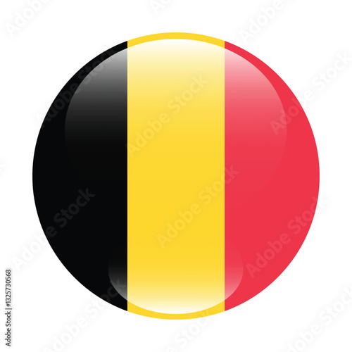 Flag of Belgium. Belgium flag. Flag icon. Standard color. The round flag. 3d illustration. Computer illustration. Digital illustration.