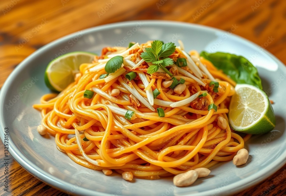 A delicious and colorful dish of Pad Thai A delicious and colorful dish of Pad Thai