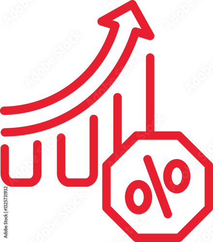 Depreciation and appreciation icon red color
