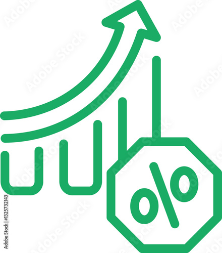 Depreciation and appreciation icon green color