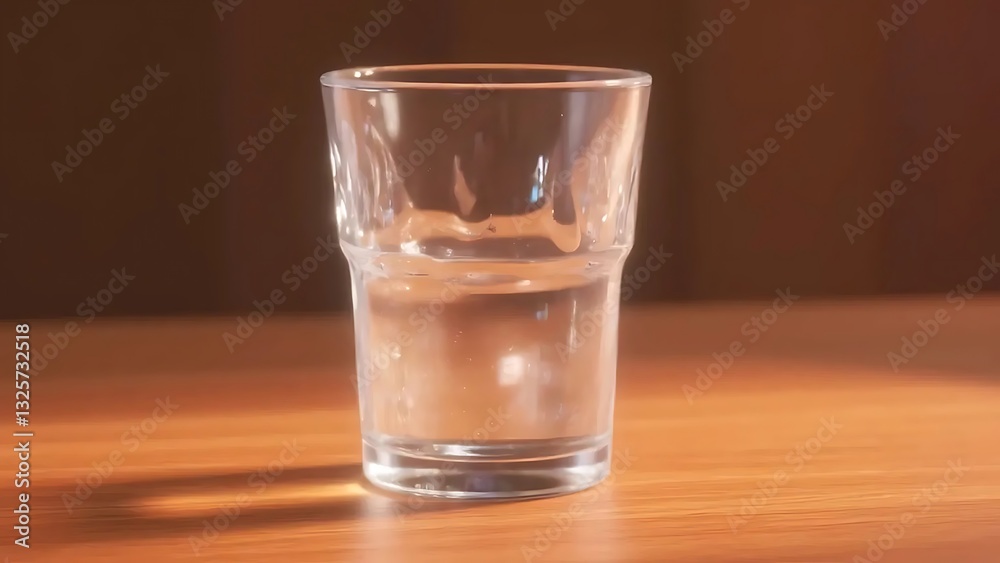 Empty Glass on Wooden Table Empty Glass on Wooden Table
