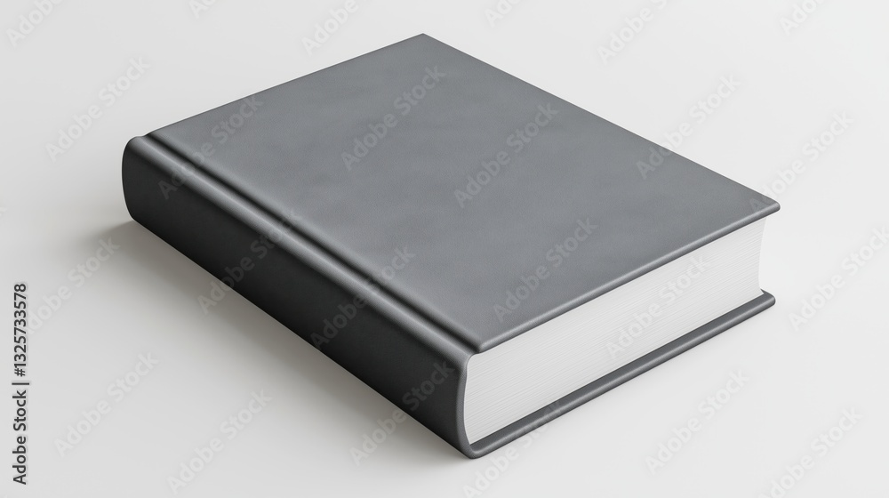closed hardback book with a vibrant, solid gray cover, crisp white pages, and slightly visible spine. The book is set against a plain, bright white background. closed hardback book with a vibrant, solid gray cover, crisp white pages, and slightly visible spine. The book is set against a plain, bright white background.
