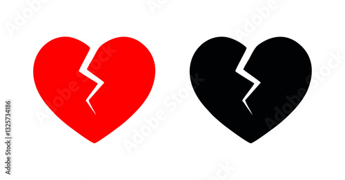 Broken heart vector icons. Cracked heart symbol. Heart illustration.Eps 10