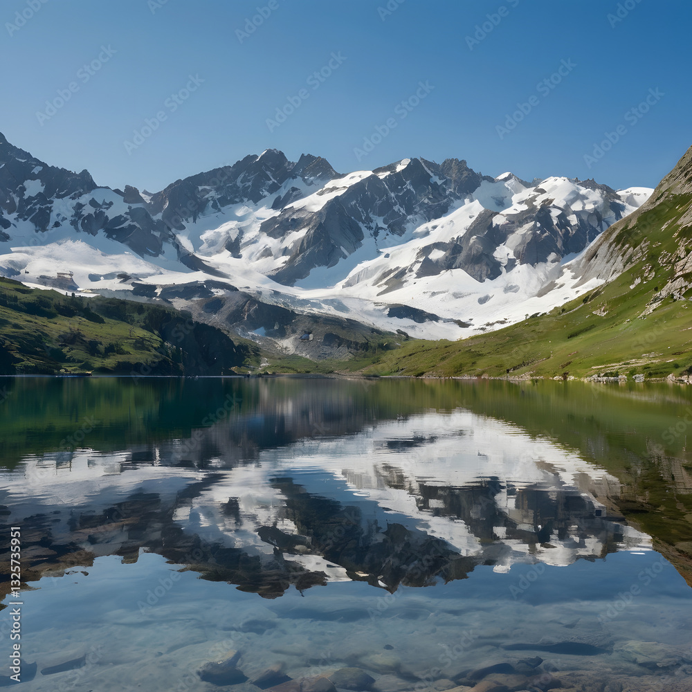 Crystal Clear Alpine Lake Reflection Crystal Clear Alpine Lake Reflection