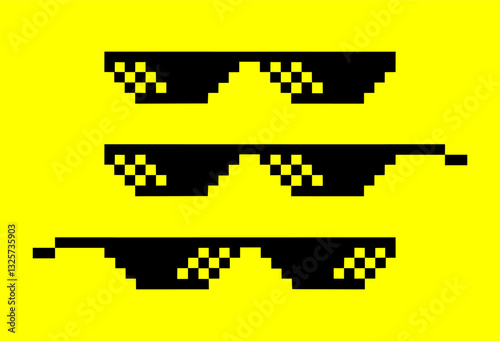Editable Thug Life Shades in 8bit Pixel Art Style vector illustration.Eps 10
