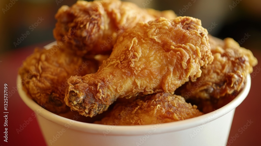 Crispy Fried Chicken Drumsticks in a White Takeout Container Crispy Fried Chicken Drumsticks in a White Takeout Container