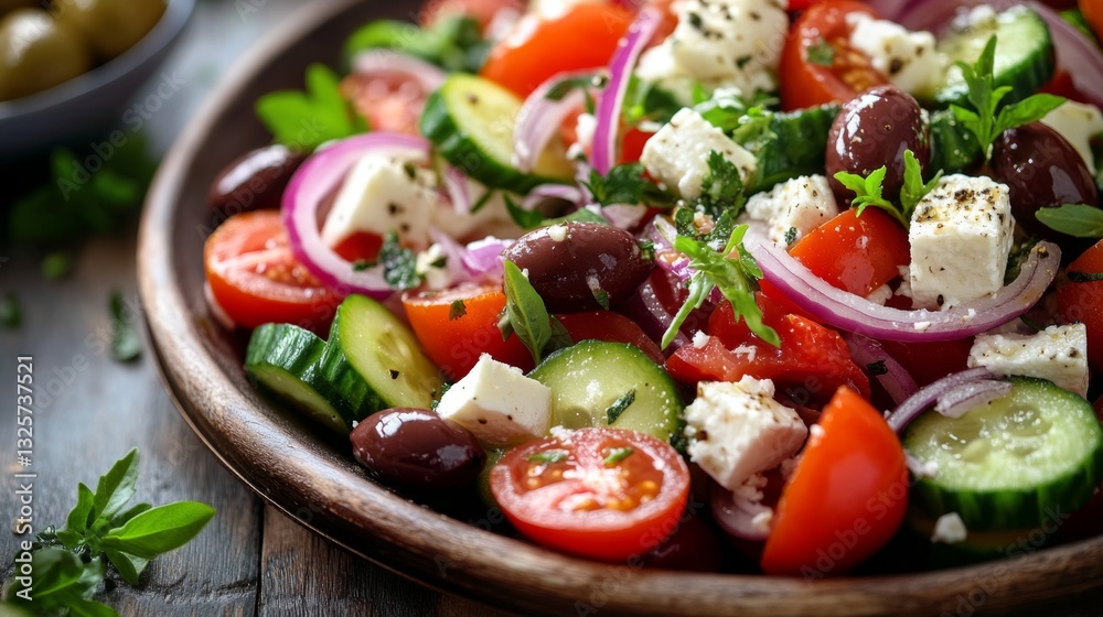 Fresh Mediterranean Salad with Tomatoes, Cucumbers, and Feta Cheese Fresh Mediterranean Salad with Tomatoes, Cucumbers, and Feta Cheese