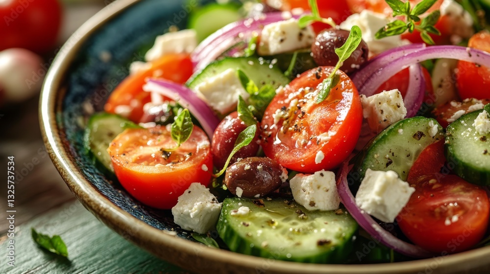 Fresh Mediterranean Salad with Tomatoes, Cucumbers, and Feta Cheese Fresh Mediterranean Salad with Tomatoes, Cucumbers, and Feta Cheese