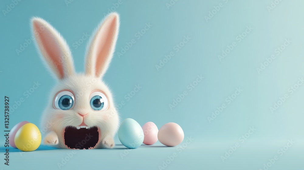 Fototapeta premium Happy Easter day with Colorful Easter eggs,Spring holiday,Happy easter eggs,festive clip art,Happy Easter greeting card, poster, banner template,april festive concept.