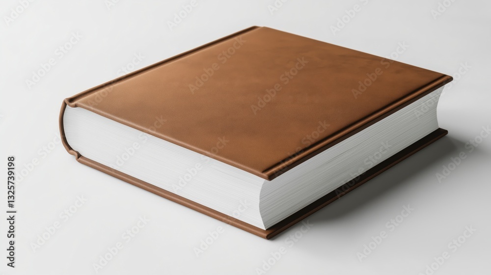 closed hardback book with a vibrant, solid Mocha mousse cover, crisp white pages, and slightly visible spine. The book is set against a plain, bright white background. closed hardback book with a vibrant, solid Mocha mousse cover, crisp white pages, and slightly visible spine. The book is set against a plain, bright white background.