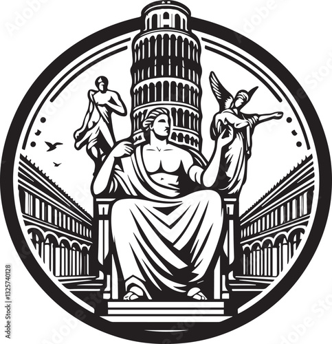 minimalist logo of the tower of pisa